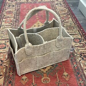 Neutral Felt Storage Diaper Caddy Organizer - Multi-Compartment